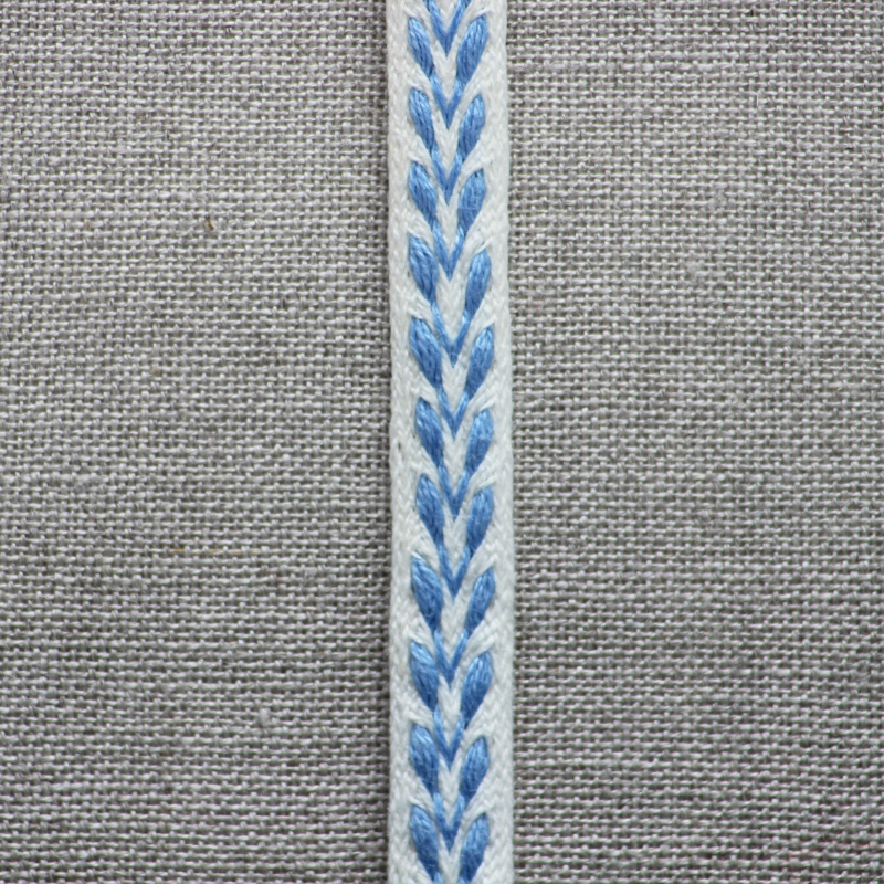 Leinenborte weiß-hellblau