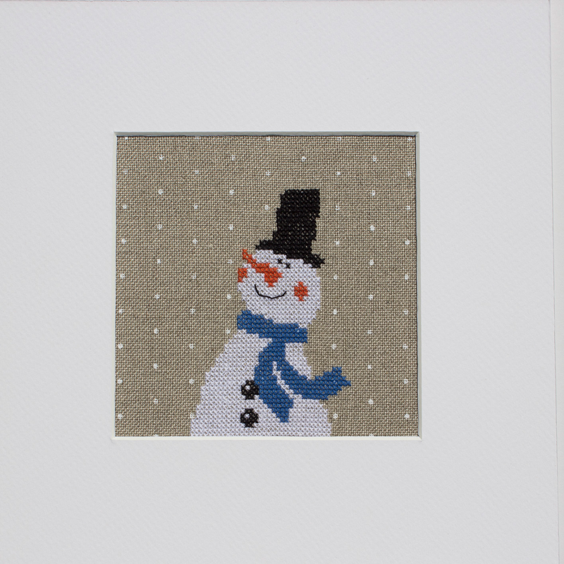 Stickpackung Schneemann mit blauem Schal