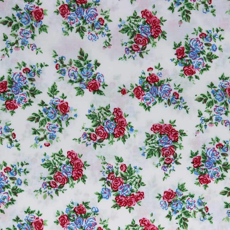Baumwollstoff Rose beschichtet weiß
