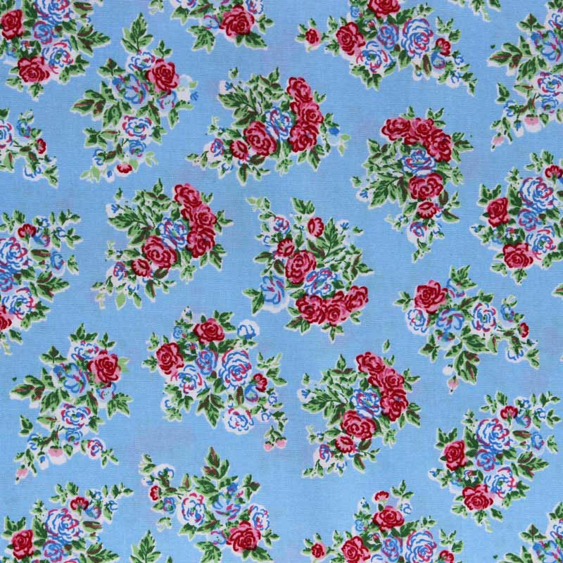 Baumwoillstoff Rose blau beschichtet