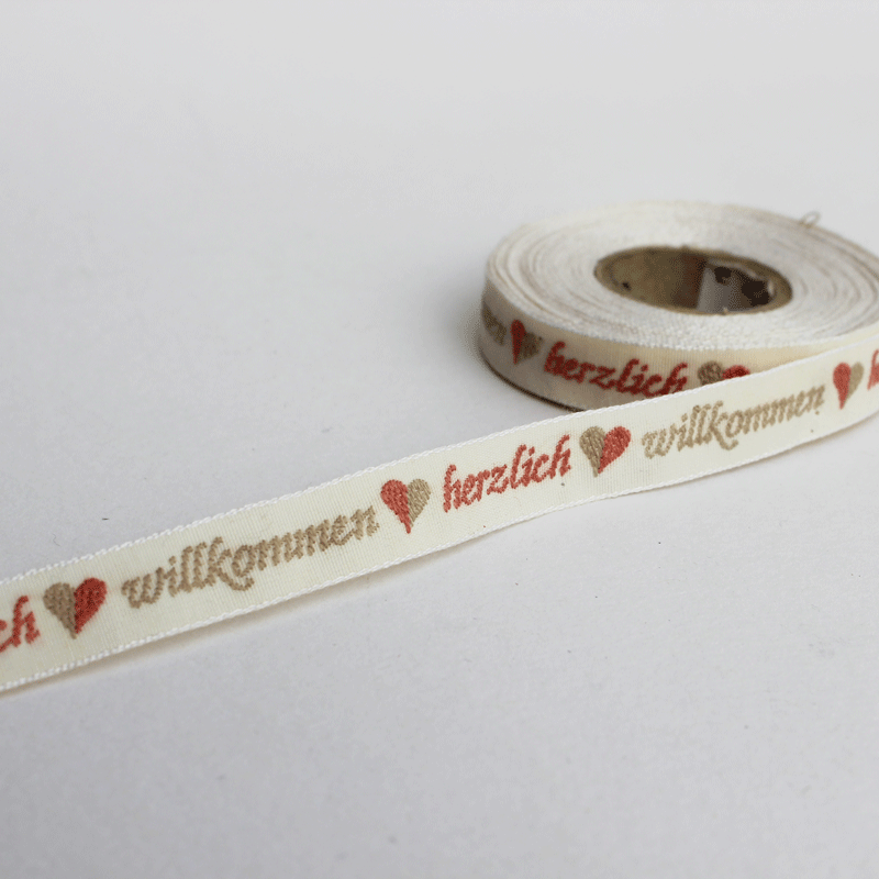 Herzlich Willkommen-Schmuckband natur-terracotta